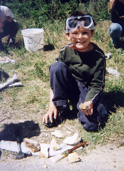 Skyler and fossil bearing rock